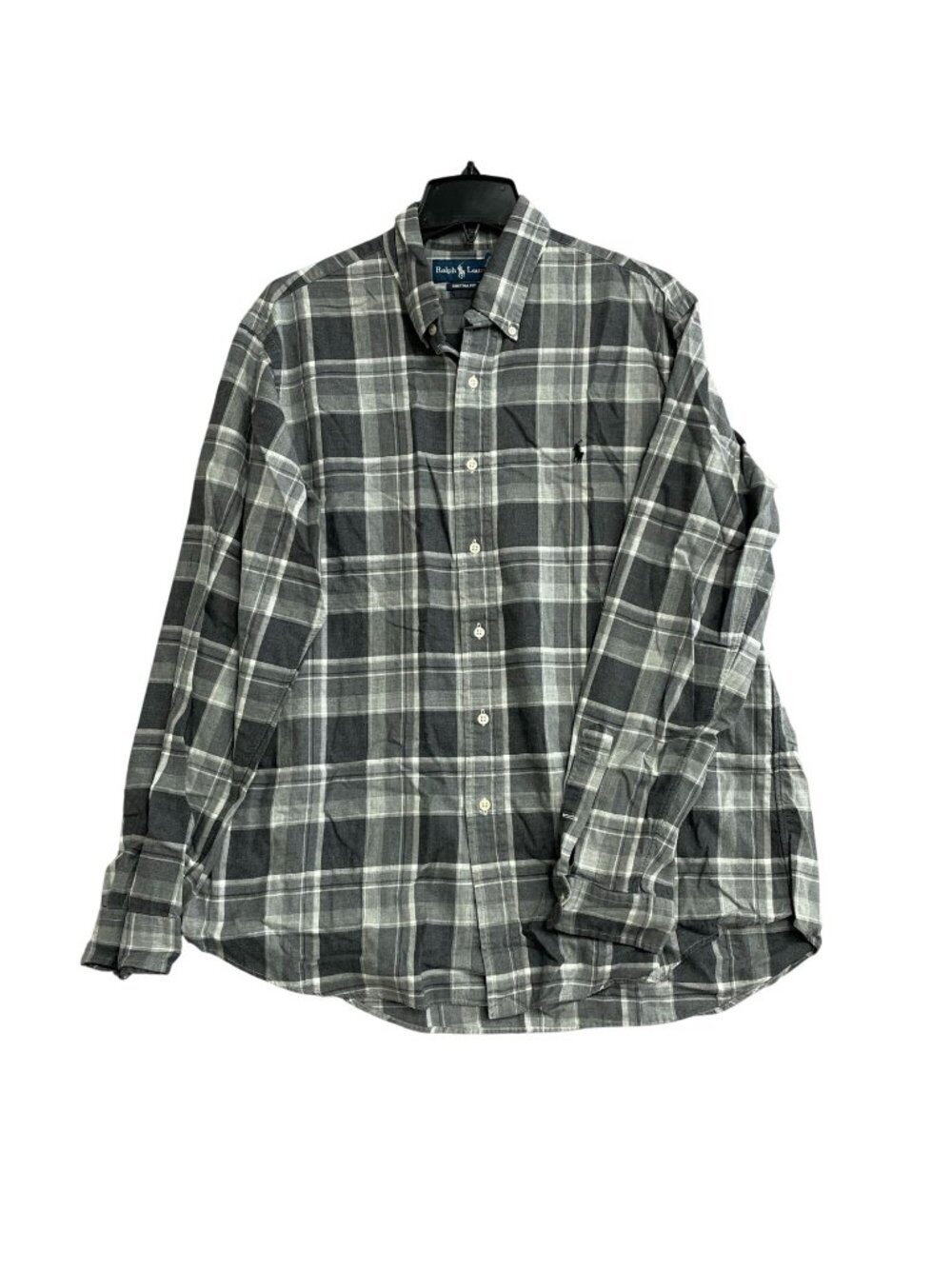 Ralph Lauren Men's XL Gray Plaid Button-Down Dress Shirt  J2006